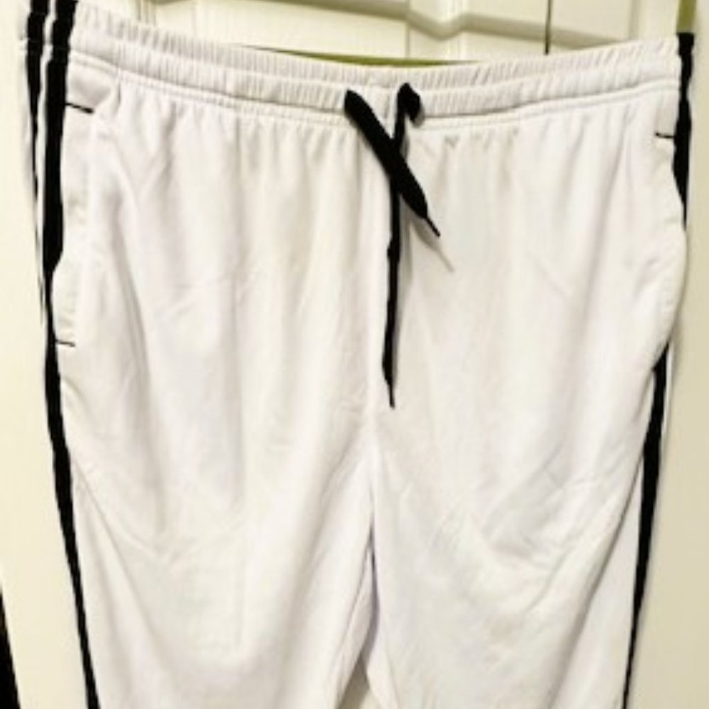 Athletic Pants for Women - Track Pants White with Black Stipe down sides XL
